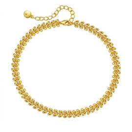 Yumikoo 18k Gold Plated Anklet Ankle Bracelets for Women,Gold Plated Twisted Rope Anklet with Adjustable Chain - Fashion Jewelry for Women (Wheat ear shape)