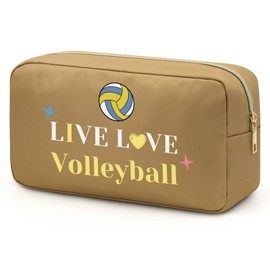 Jielahua Volleyball Makeup Bag for Girls Volleyball Stuff Cosmetic Bag for Volleyball Players Teams Travel Vibrant Toiletry Bag Inspirational Gifts for Best Friends Women Volleyball Makeup Pouch
