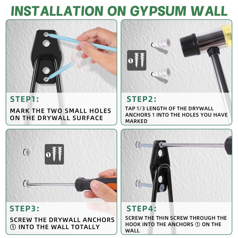 4-Piece Garage Hooks Wall Mount Storage Hanger with 4 Extension