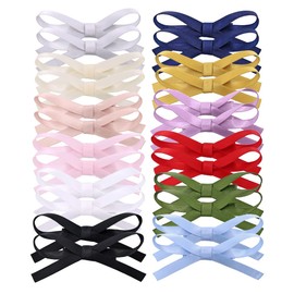 24 PCS Small Hair Ribbon Bow Fully Lined Clips for Girls Women Toddler Baby Youth Playful Hairpins Decoration Satin Bows (24 PCS Multicolors)