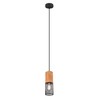 Trio Leuchten Tosh 304300132 Pendant Light Metal Black Matt Wood