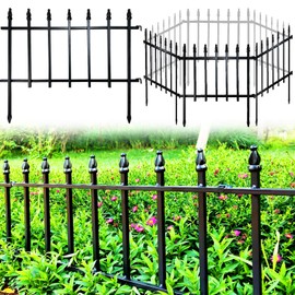 Thealyn Metal Decorative Garden Fence 22" Wide x 18" High (5 Panels, Total Length 9.17 feet), Metal Border Folding Fence, Landscape Fencing for Flower Bed, Yard, Animal Barrier