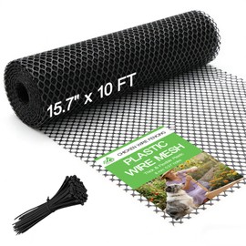 Tilvex 15.7" x 10' Plastic Mesh Fence Roll - Heavy Duty Chicken Wire Mesh Fence - Upgraded Thick Animal Barrier for Garden, Balcony Railing Safety Net, Poultry Netting with 20 Zip Ties, Black