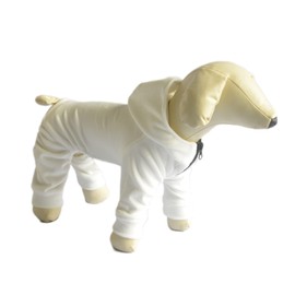 Dog Pajamas Pet Jumpsuits PJS for All Seasons, Velvet Dog Hoodies 4 Legs Four Feet Dog Onesies Stylish PJS Puppy Costume Cotton Liner Warm Pet Clothes for Small Medium Large Dogs White M