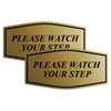 Fancy Please Watch Your Step Sign (Brushed Gold) - Small