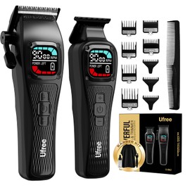 Ufree Professional Hair Clippers for Men, Professional Barber Clippers and Trimmer Set, Cordless Mens Hair Clippers for Barbers Hair Cutting Kit, Mens Clippers with Sharper DLC Blades