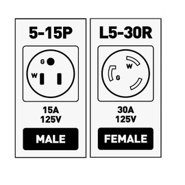 Marvine RV/ Boat Shore Power Extension 25FT 15 Amp to 30 Amp NEMA 5-15P to L5-30R Twist Lock Female with LED Power Indicator & Heavy Duty STW10/3 Cable