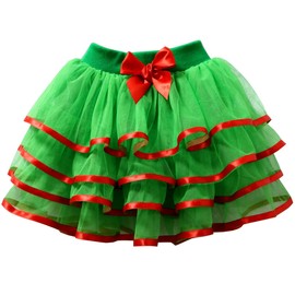 Tortoise & Rabbit Little Girls and Big Girls Tulle Tutu Skirt,Green+Red,2-3T