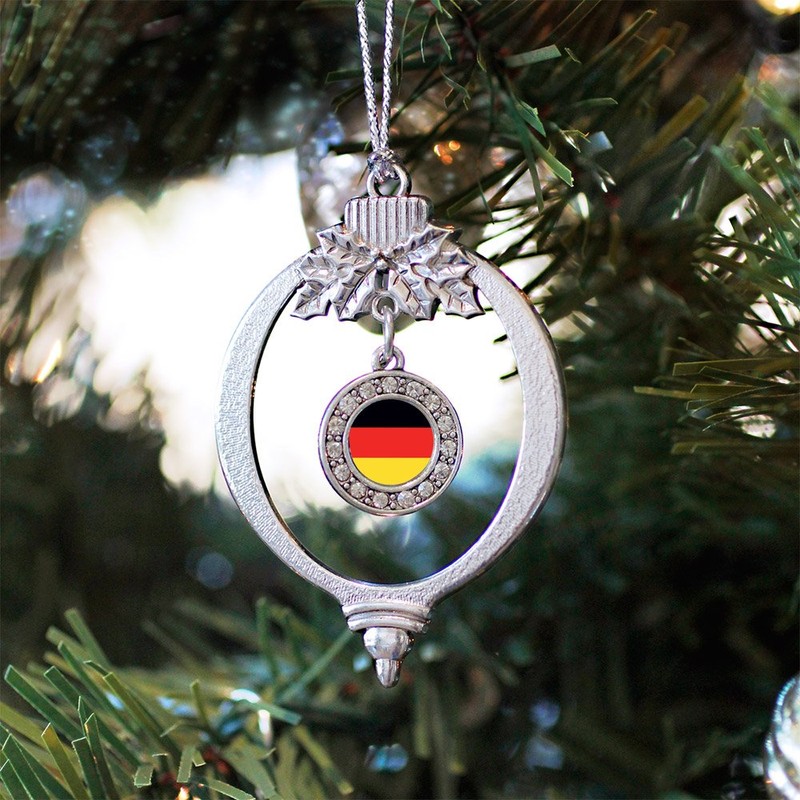 Inspired Silver - German Flag Charm Ornament - Silver Circle