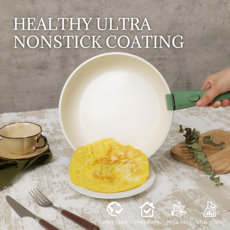 Ceramic Cookware Set Non Stick 8Pcs Pots and Pans Set