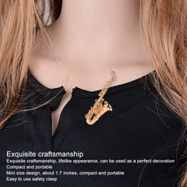 Agatige Musical Instrument Brooch Pin, Fashion Miniature Saxophone Lapel Brooch Pin with Red Velvet Lined Case for Men Women Birthday Gift