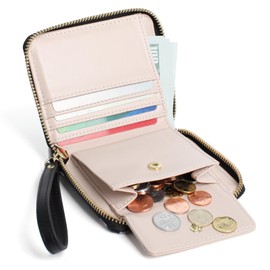 Pomelo Best Small Womens Wallet Leather Credit Holder RFID Blocking with Coin Pocket Zip Around Wristlet Ladies Wallets Floral 2025 Black