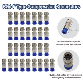 Professional Coax Cable Crimper Kit with Wire Stripper & RG6 Compression Connectors – Adjustable Coax Crimper Tool Set for TV, Satellite & Home Network Coaxial Cable Connector Installations