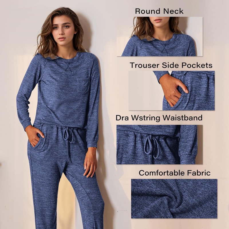 IFFEI Family Matching Pajamas Sets 2 Piece Lounge Set Long