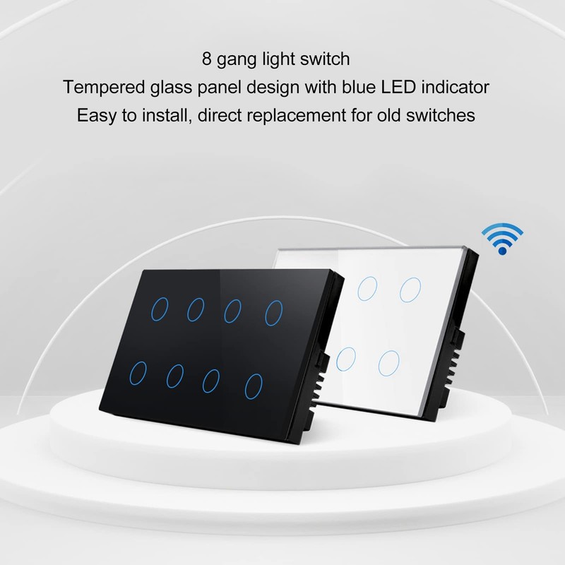 Wall Touch Light Switch 8 Gang Touch Lamp Switch Smart