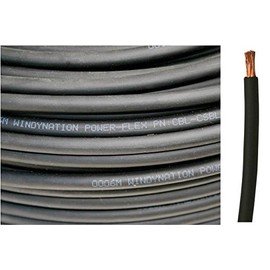 2 AWG 2 Gauge 20 Feet (20 ft) Black Welding & Battery Cable Pure Copper Flexible Wire - Car, RV, Inverter, Solar, Battery by WindyNation