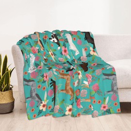 HYEPNED Cute pony and flower blanket Cartoon farm animals Soft and light plush Sofa/Bed/TV/Horse lover Girl Gift Ladies Men 100 * 130CM