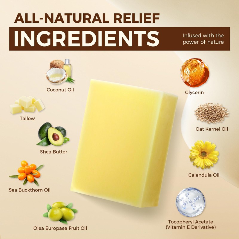 OUKEYA Natural Beef Tallow Soap Bar, Moisturizing, Gentle for Face