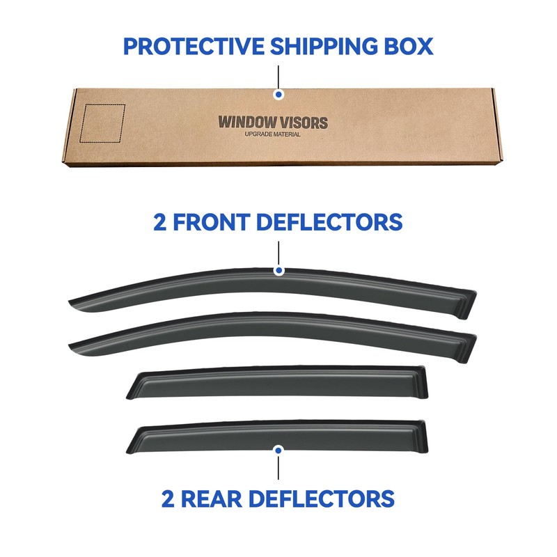 YQAUTEC Window Visors Rain Guards for 2007-2012 Dodge Caliber Sedan,