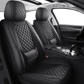 Front Seat Covers for Cars Breathable Leather Seat Covers Waterproof Seat Protectors Universal Fit for Most Automotive Cars SUV Trucks Van (Black, Front Pair)