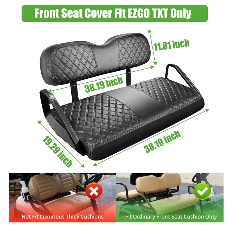 10L0L Golf Cart Seat Covers for EZGO TXT Front Seats