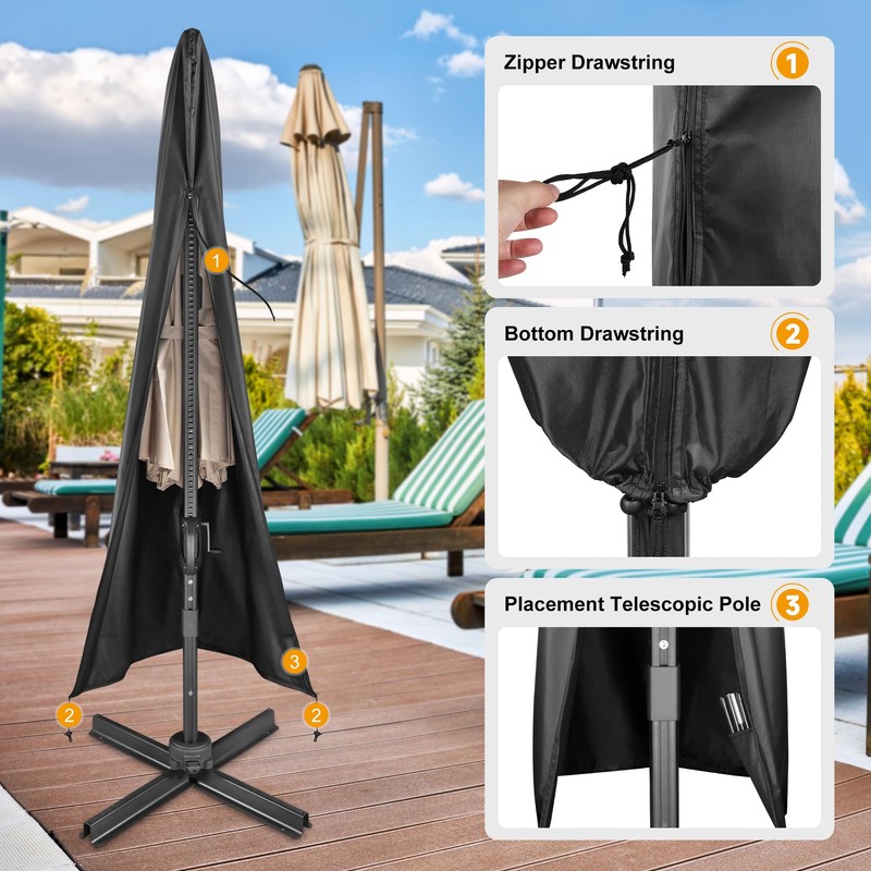 AckMizz Cantilever Umbrella Cover - Waterproof Oxford Outdoor Offset Patio