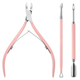 FUZVOL 3 PCS Cuticle Remover Tool Set Stainless Steel Cuticle Pusher and Cuticle Cutter Professional Cuticle Trimmer Nipper Durable Manicure Tools for Fingernails Toenails Care