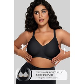 OEAK Women Comfortable Push Up Bras Wireless Seamless Full Coverage Bralette Buttery Soft Everyday Tshirt Bra Convertible Bra Black XL