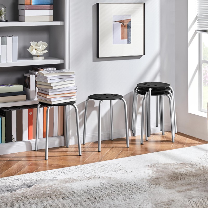 Yaheetech 10pcs Portable Stacking Stools 17.3in Flexible Plastic Seating Backless