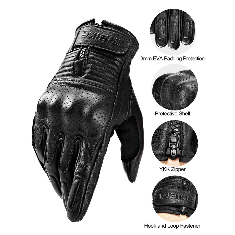 INBIKE Motorcycle Gloves for Men Premium Genuine Perforated Leather Breathable