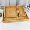 Rattan Tray Tabletop Organization Hand Woven Snack Storage Basket Multifunctional