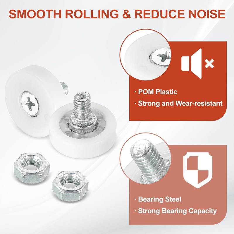 MECCANIXITY Drawer Rollers Nylon Cabinet Drawer Pulley Replacement Wheels Bearing