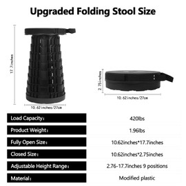 usouioo Upgraded Camping Folding Stool with Carrying Straps Lightweight Yet More Sturdy with Load Capacity 450lbs Portable Collapsible Retractable Stool for Camping Fishing Hiking BBQ 2.0