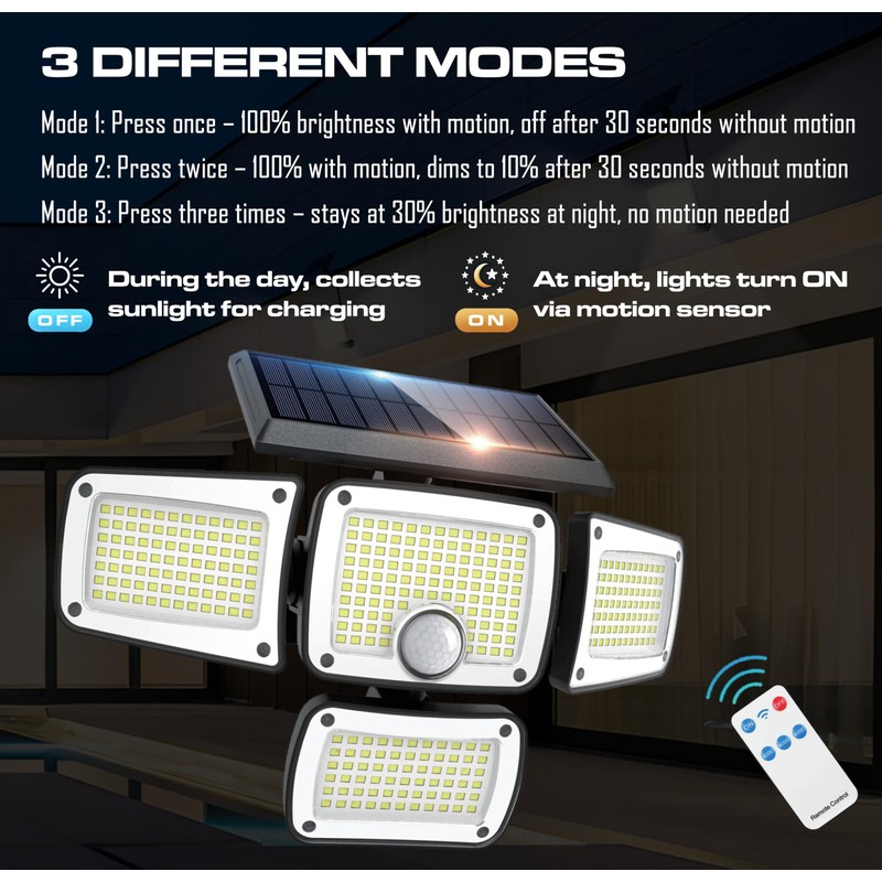 HYBEC - Solar Lamp with Motion Sensor, Motion Sensor Outdoor