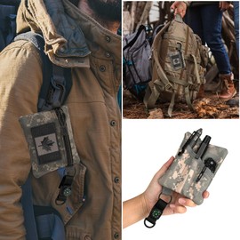 bvya Tactical EDC Compact Pouch Key Pocket Coin Purse ID Card Holder Accessories Organizer Pouch Waist Pack with CA Flag Patch