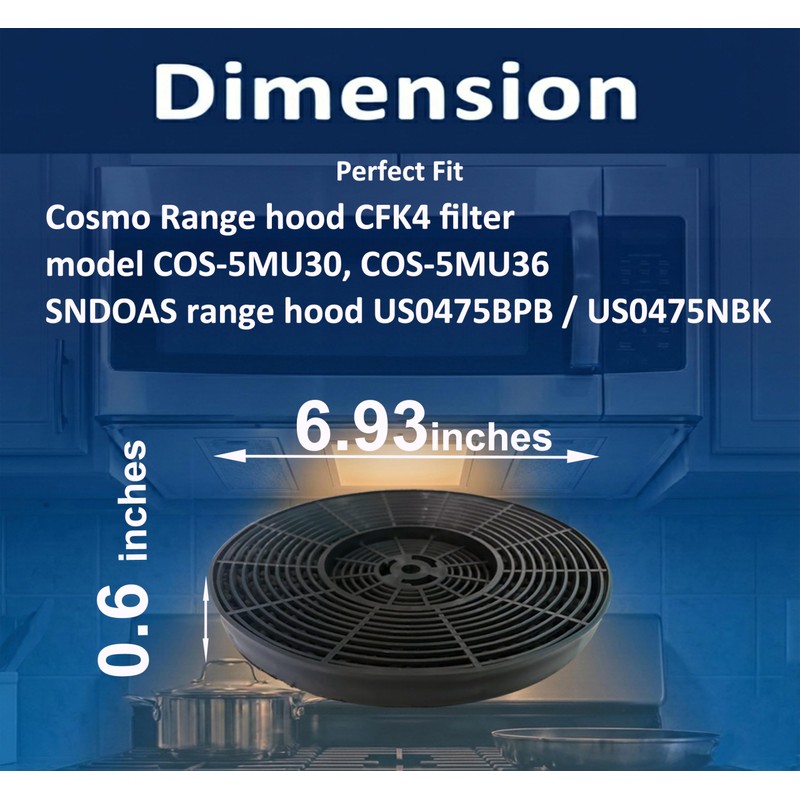 Amazinpure CFK4 Range Hood Carbon Filter Compatible with Cosmo Filter