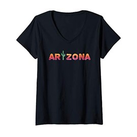 Womens Arizona State Gift Souvenir | Arizona Cactus V-Neck T-Shirt