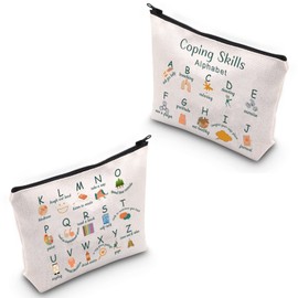 Coping Skills Alphabet Tote Bag Counselor Handbag Mental Health Awareness Bag Therapist Bag (Cosmetic Bag)