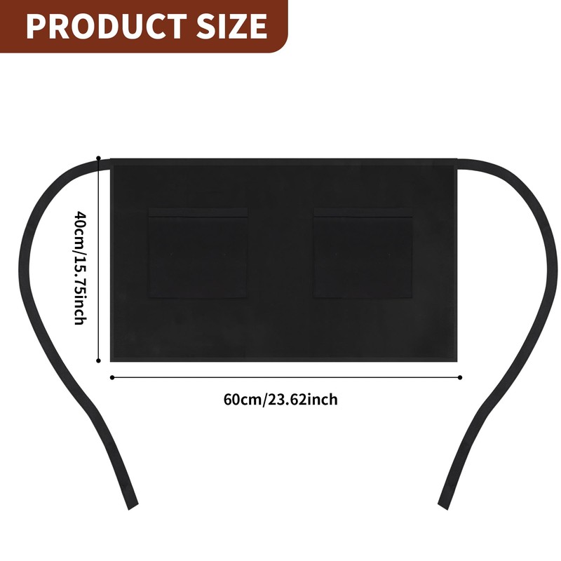 WENLISELL 10 Pack Waist Apron, Black Half Apron with 2