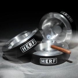 HERF Signature Black Ash tray, Unbreakable Cigar Ashtray, 4 Cigar Ashtray