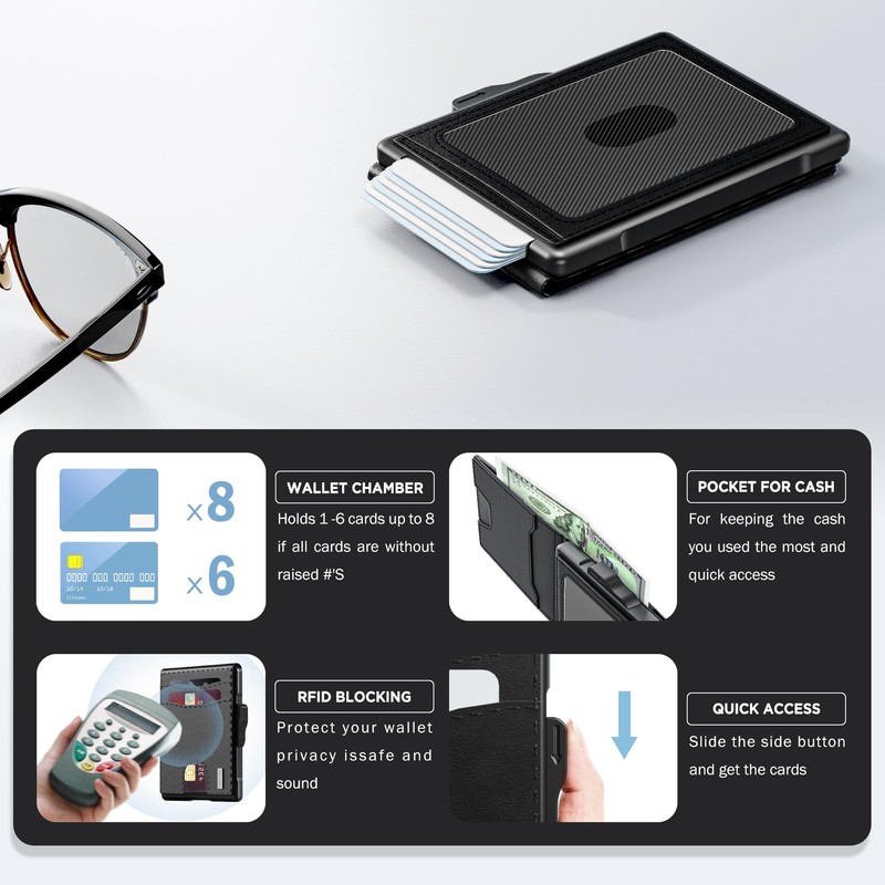 Wallet for Men - Pop Up Case, Cash Slot, and