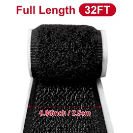 ZESION 1 Inch x 33 Feet Heavy Duty Hook and Loop Tape, Black, Industrial, Nylon, Sewing