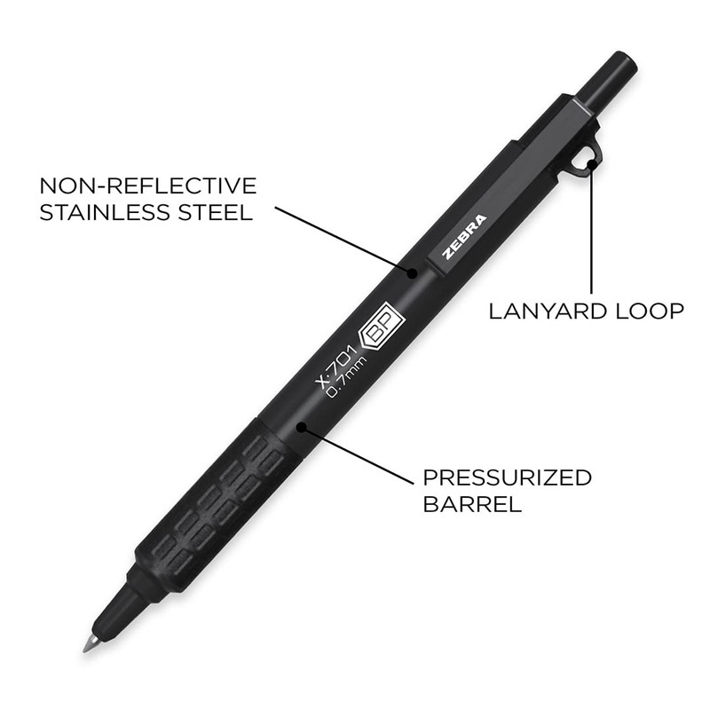 Zebra Pen X-701 Tactical Ballpoint Pen And Refills, Fine Point,