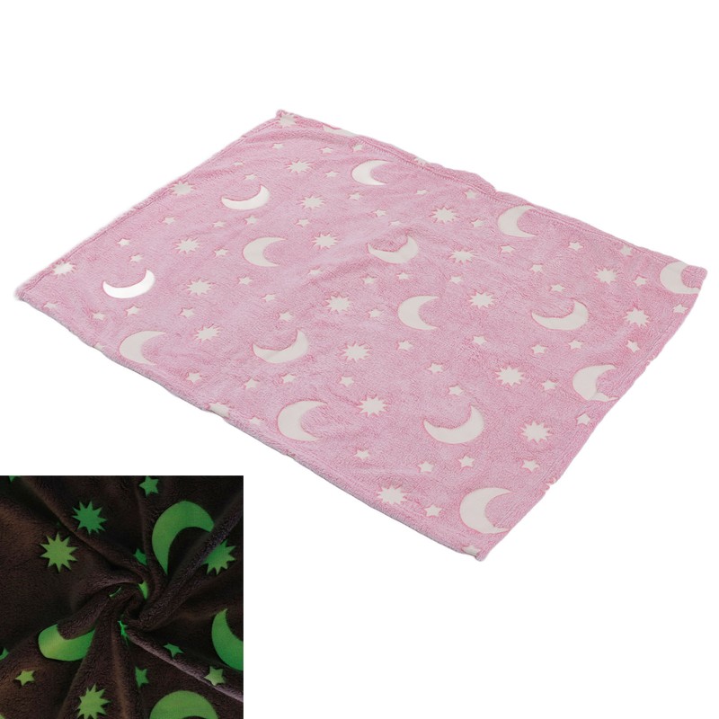 1.5x2m Luminous Blanket Double Side Flannel Star Moon Design Soft