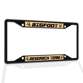 Fastasticdeals Metal Insert License Plate Frame Bigfoot Research Team Weatherproof Car Accessories Black 4 Holes Solid Insert