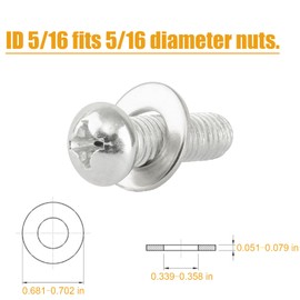 KURUI 5/16" stainless steel Flat washers, (150 Pcs) Metal Washers for Screws Bolts, 3/4" OD 18-8 (304) Washer for Various Home, Factories, Outdoor Projects - SAE