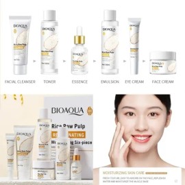 Kit Serum Arroz Bioaqua Acido Hialuronico Reduce Poro Mancha