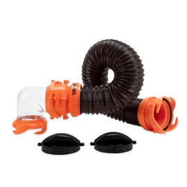 Camco RhinoFLEX Tote Tank 3-foot Sewer Hose Kit - Includes Clear 90-Degree Elbow, Drain Hose & 2 Storage Caps - Features Bayonet RV Sewer Hose Fittings - Connects Tote Tank to a Dump Station (39768)
