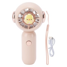 Handheld Portable Fan USB Charging Animal Cartoon Pattern Low Noise Adjustable Hand Fan for Outdoor Travel Pink