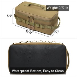 Tactical Camping Storage Bag 9L Tactical Utility Tote Bag Camping Cookware Organizer Trunk Organizer (Khaki)